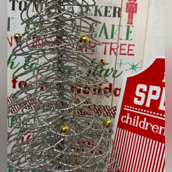 Holiday Christmas Tree Silver Swirls with gold ball and Star - Picture 2 of 4